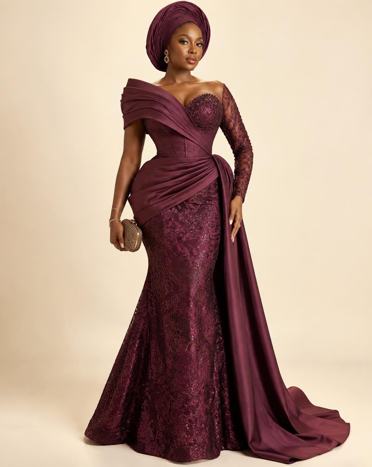 FavourLee Couture plum gown